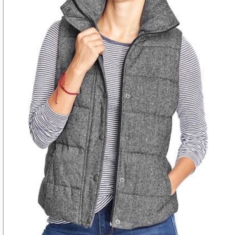 Old Navy gray and black wool puffer vest